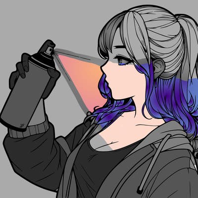 a realistic girl spray, painting