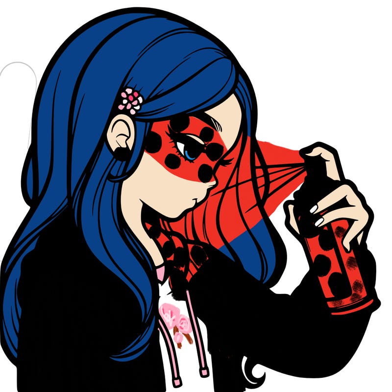 a realistic girl spray painting