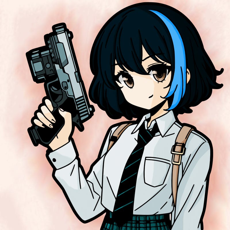 girl manga character with a gun