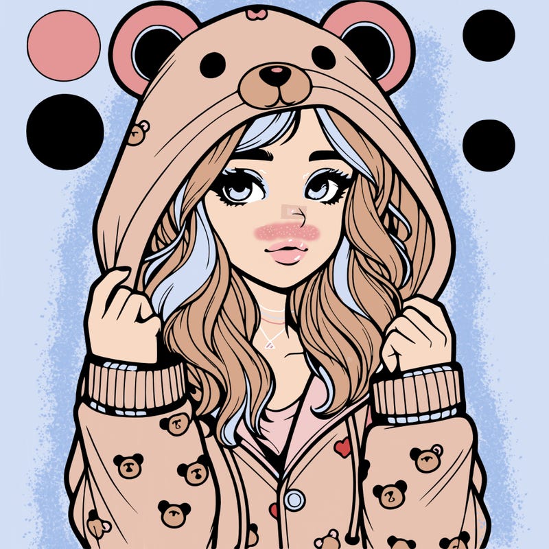 realistic girl in a animal pjs hoodie