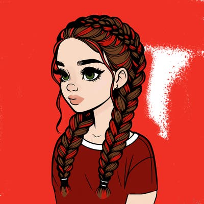realistic girl with braids