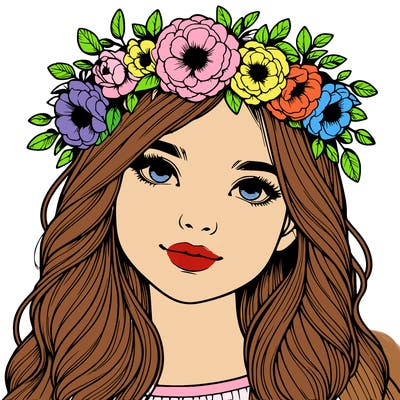 realistic girl with flower crown