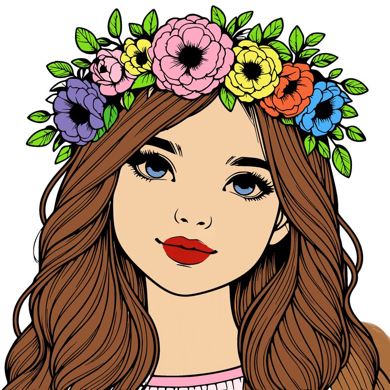realistic girl with flower crown