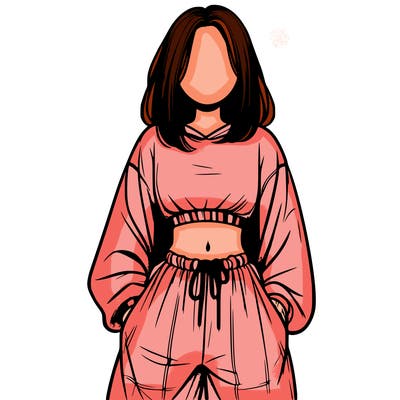 realistic girl faceless with baggy pants and a crop top