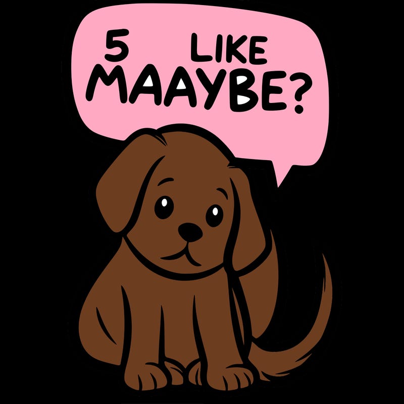 a puppy that says 5 like maybe