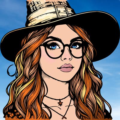 a witch with glasses realistic