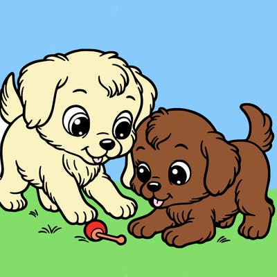 two small dogs playing