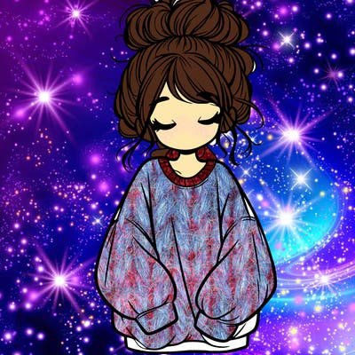 girl with baggy sweatshirt and messy bun