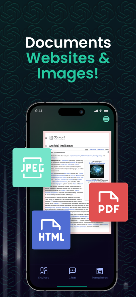 Gem AI Assistent App zeigt Unterstützung für Dokumente, Websites und Bilder an