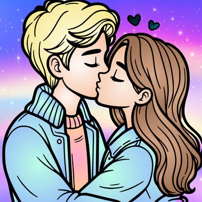 a guy and a girl together kissing