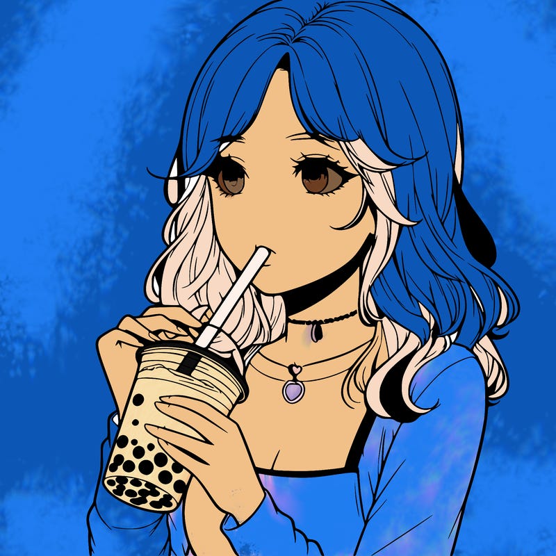realistic girl drinking boba tea