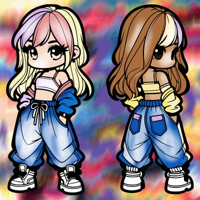 girl in crop top and baggy pants