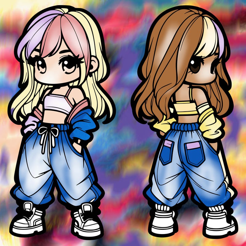 girl in crop top and baggy pants