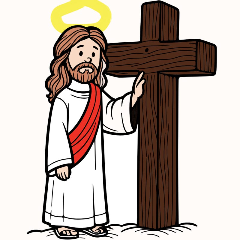 jesus standing beside the cross
