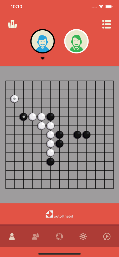 Five In a Row - Gomoku - A Gomoku board game match in progress with black and white stones on a grid.