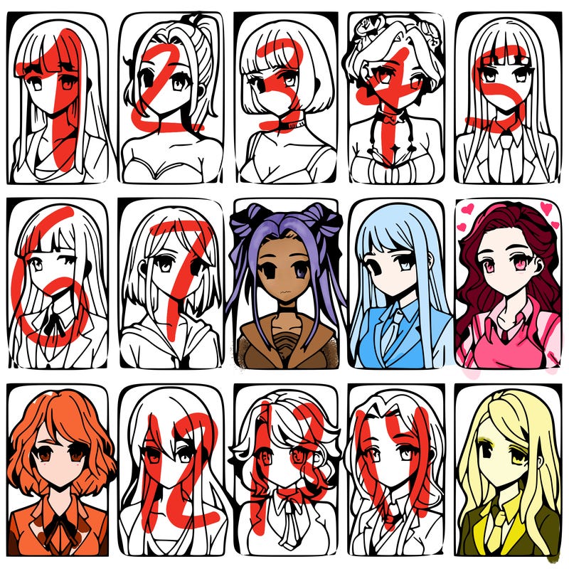 girls that look diffrent anime