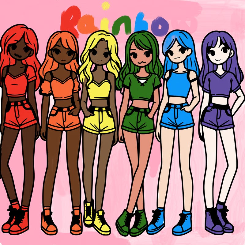 a group of girls wearing crop tops and shorts