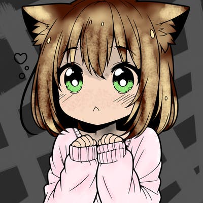 shy anime catgirl