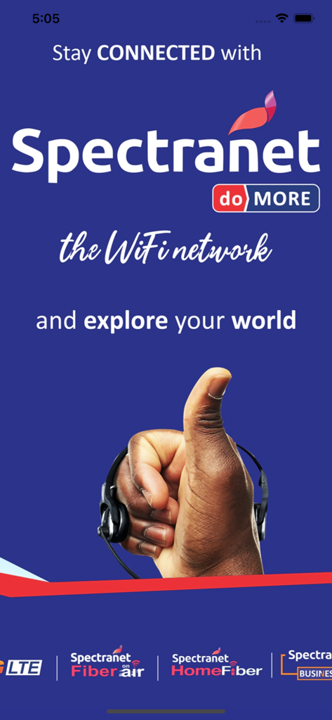 Spectranet Selfcare APP - Spectranet Selfcare app welcome screen showing brand logo and promotional text for WiFi network services