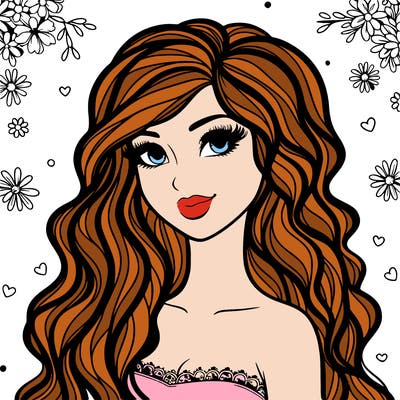 pretty woman with long wavy hair