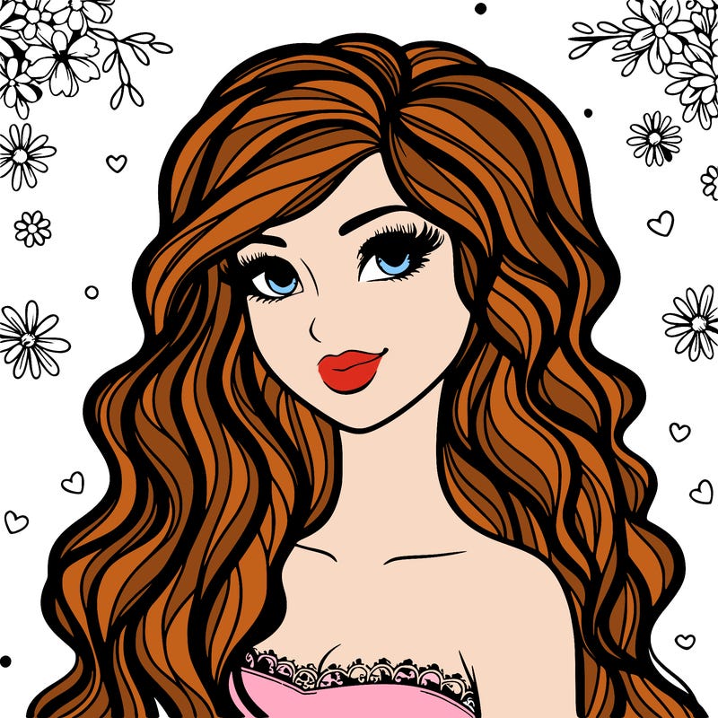 pretty woman with long wavy hair