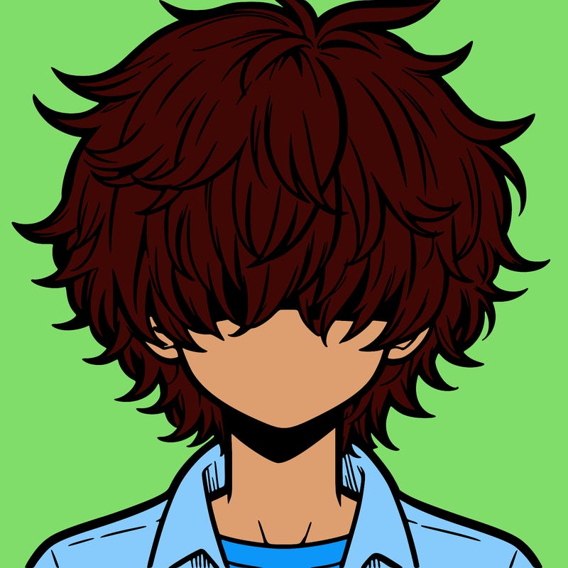 manga boy fluffy hair covering his eyes