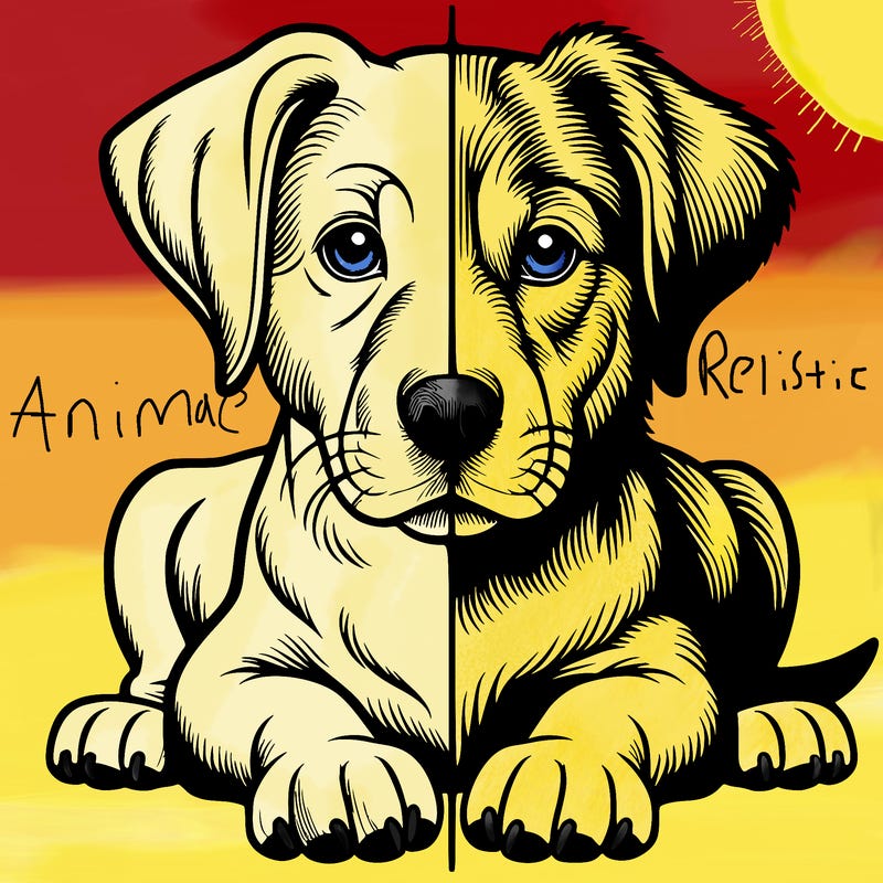 realistic dog split picture