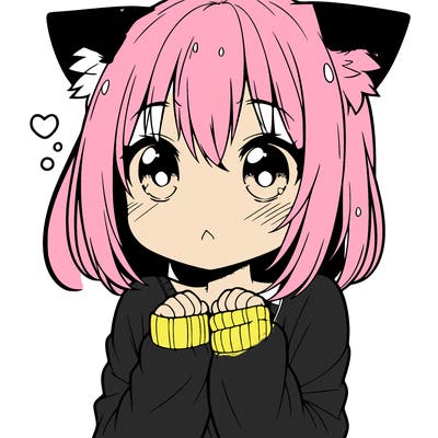 shy anime catgirl