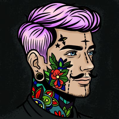 man with face tattoos