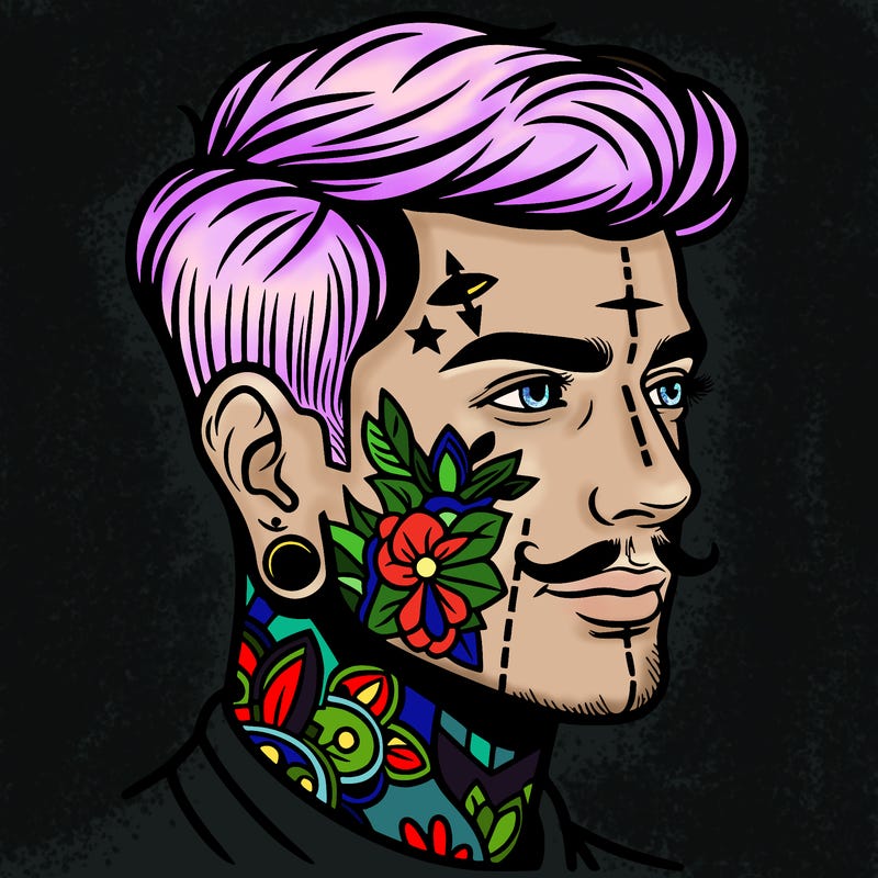 man with face tattoos