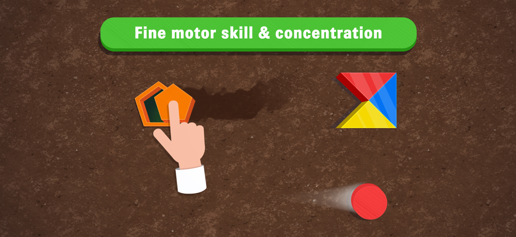 Benutzeroberfläche der Busy Shapes and Colors App mit einer Feinmotorik- und Konzentrationsübung für Kleinkinder