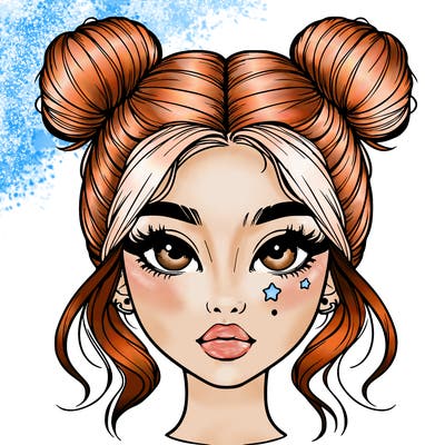 realistic girl with space buns