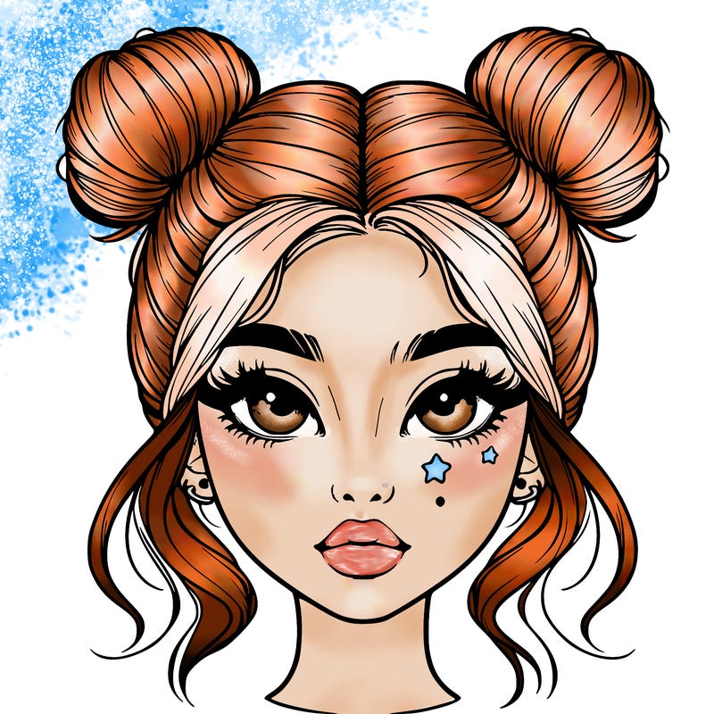 realistic girl with space buns
