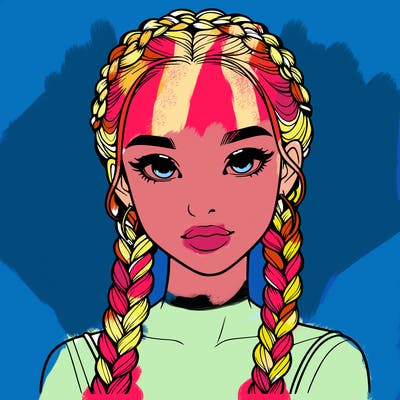 realistic girl with braids