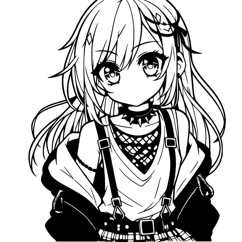 an anime girl that wears edgy clothing