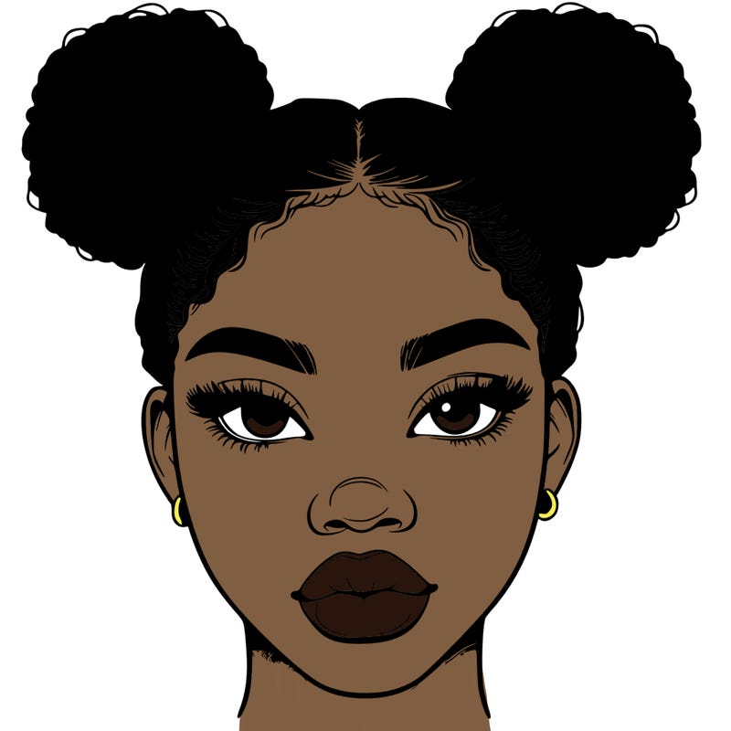 realistic black woman with two buns