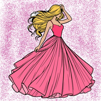 realistic woman with dress flowing in the wind