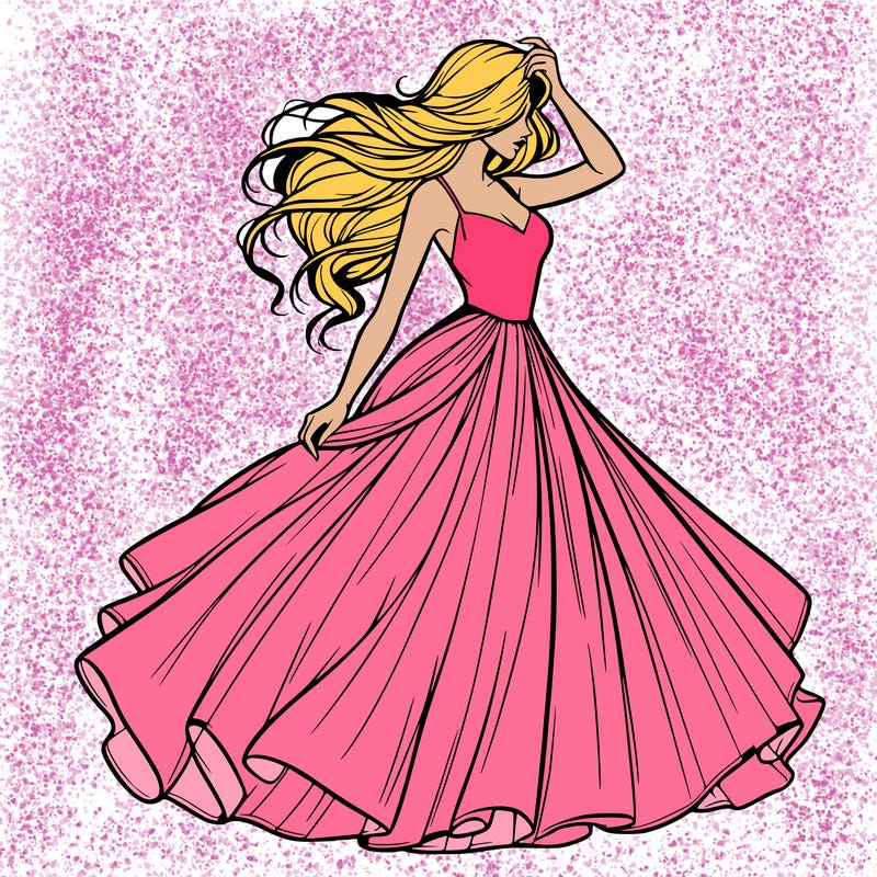 realistic woman with dress flowing in the wind