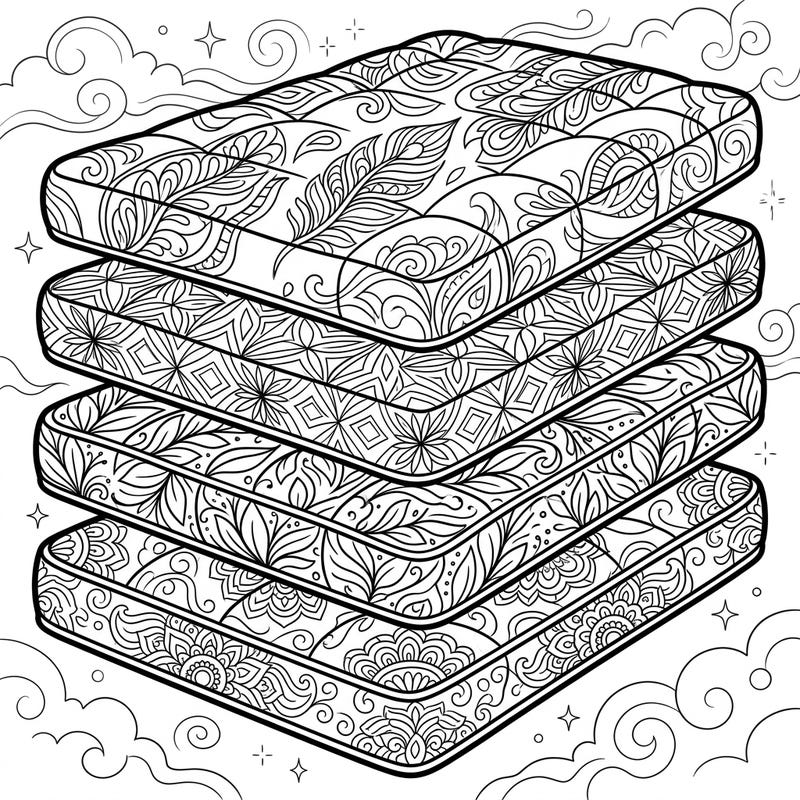 Indulge in a unique adult coloring experience with our intricate mattress topper designs. Each layer offers a new world of detailed patterns, perfect for stress relief and mindful creativity.