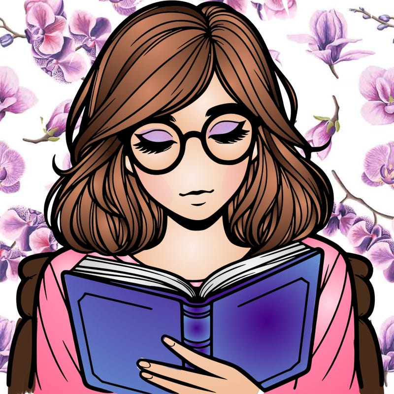 girl reading with glasses realistic