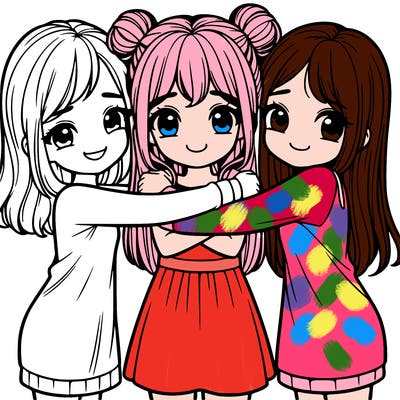 3 girls hugging