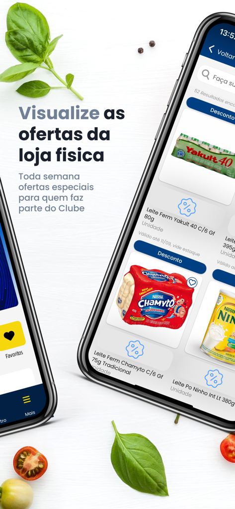 Handybildschirm der Guanaclube-App mit Rabatten auf Lebensmittelprodukte und Angeboten im physischen Geschäft