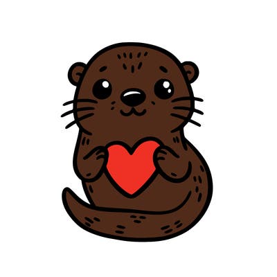 otter with a heart
