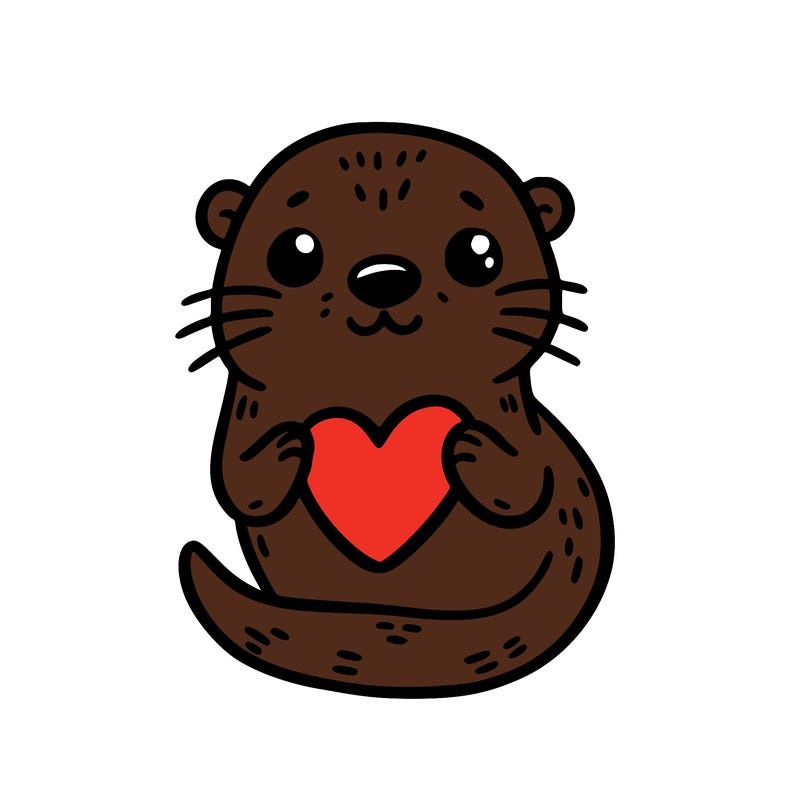 otter with a heart