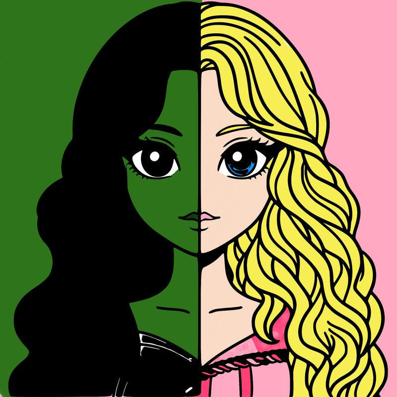 alphaba and glenda half and half