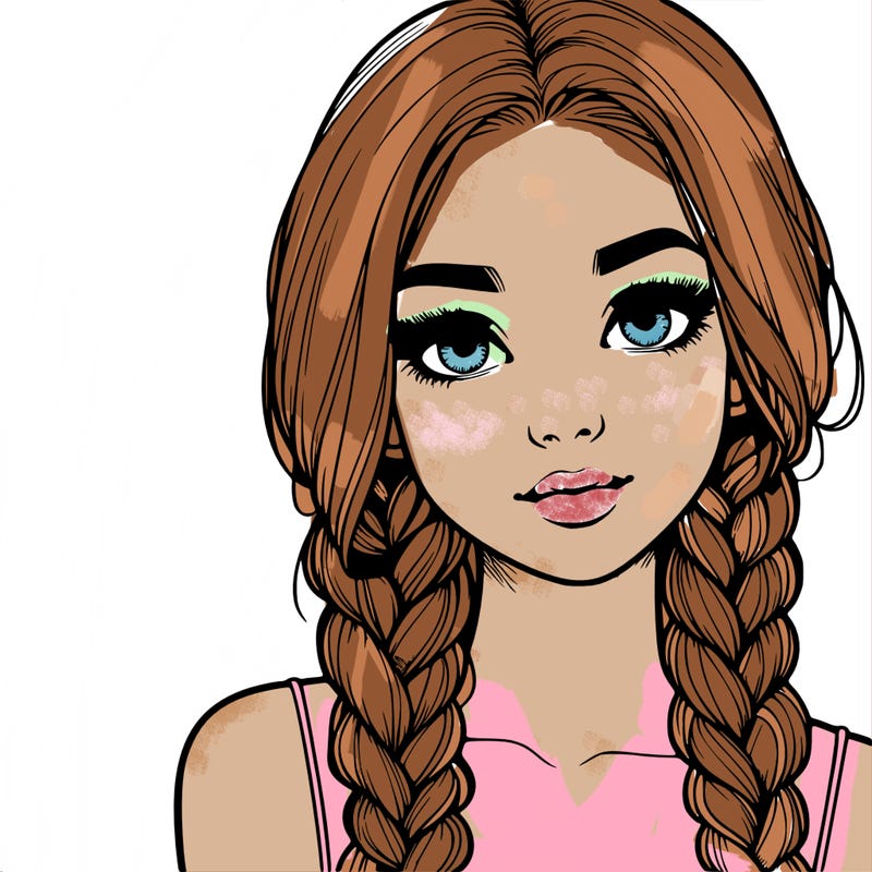 realistic girl with braids