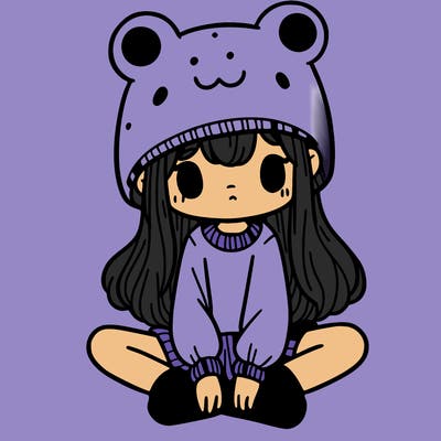 a girl wearing a frog hat and some frog socks