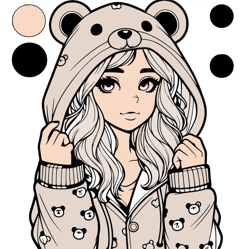 realistic girl in a animal pjs hoodie