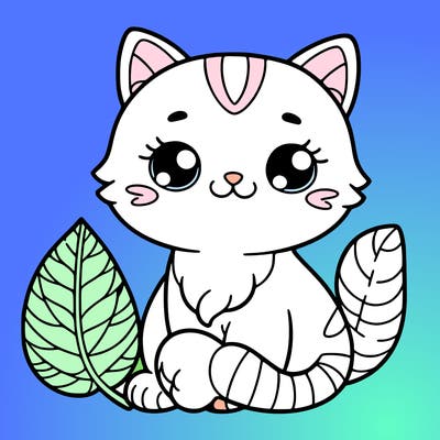cat with leaf