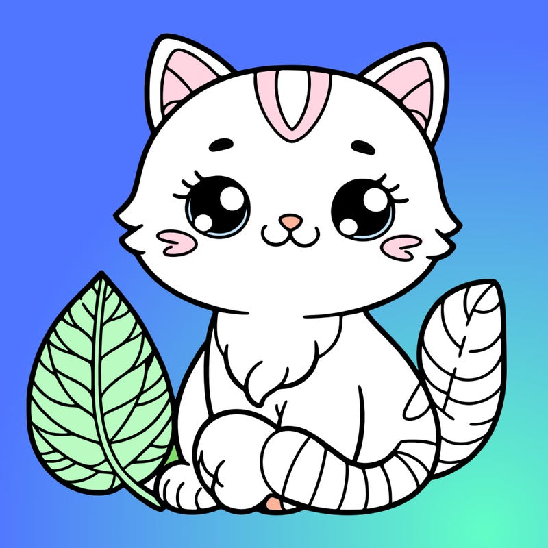 cat with leaf